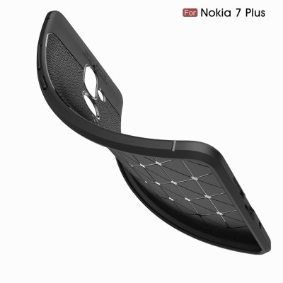 Силиконови гърбове Силиконови гърбове за Nokia Луксозен силиконов гръб ТПУ кожа дизайн за Nokia 7 Plus TA-1055 черен